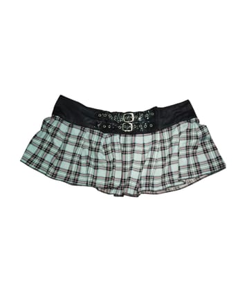 Y2k Buckle Accent Pleated Mini Skirts