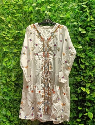 Embroidery white midi dress