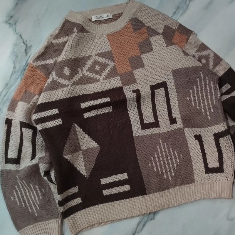 Vintage Sweater Pria tan, foto 4