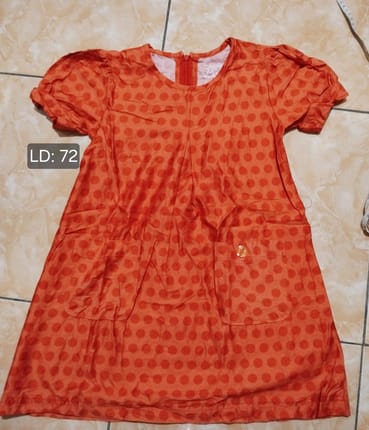 Dress Anak Perempuan Lengan Pendek Motif Polkadot Orange - L