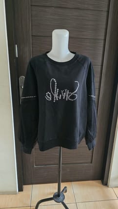 sweater wanita hitam tangan jaring pl