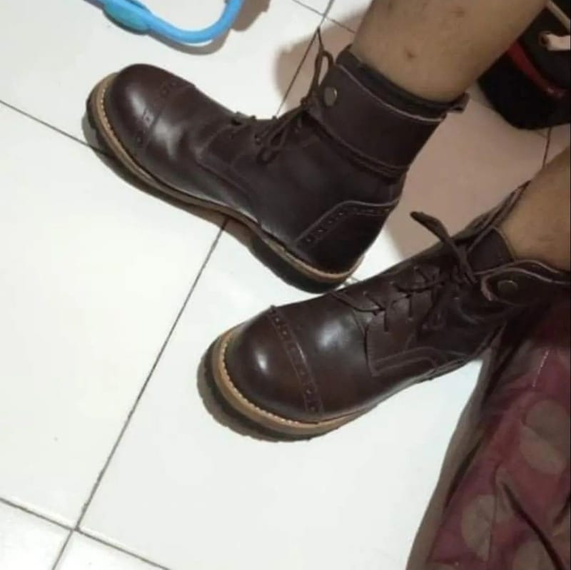 Sepatu Leather boot chacki, foto 3
