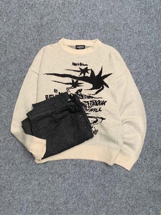 nice ghost club graphic knitwear