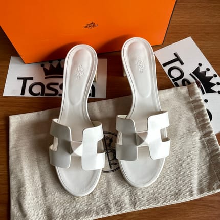 Hermes oasis pumps calfskin in white size 40