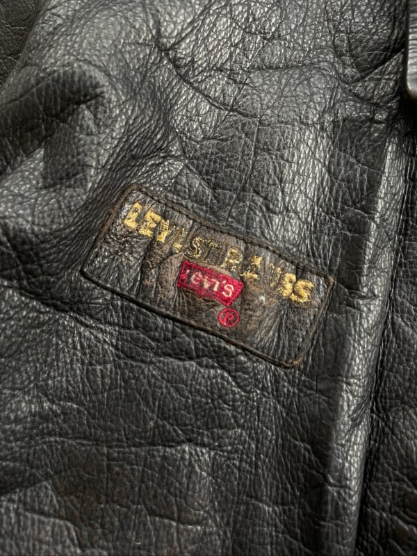 Vintage Levis Leather Bomber Jacket embroidery usa, foto 3