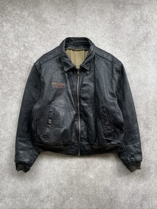 Vintage Levis Leather Bomber Jacket embroidery usa