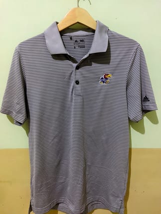 ADIDAS x KU JAYHAWKS POLO GREY STRIPE