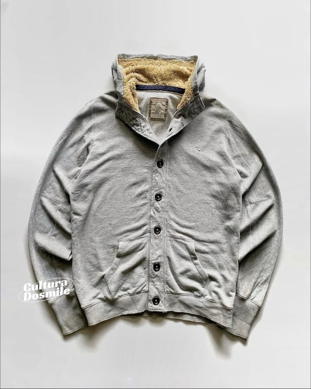 X'tyle Grey Modern Button Front Hooded Sweatshirt, foto 3