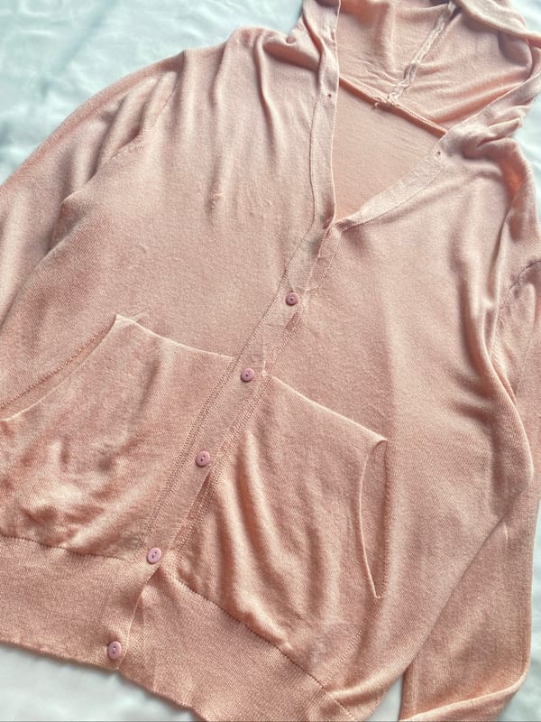 Hooded cardigan - soft pink/merah muda . batch 5, foto 4