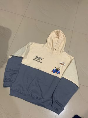 Casual Hoody Wanita cream blue
