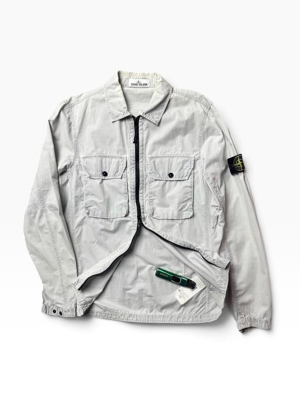 Stone Island Garment Dyed Overshirt Zip Jacket Light Grey, foto 2