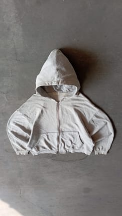 2000's Heavyweight Gray Zip Up Boxy Hoodie