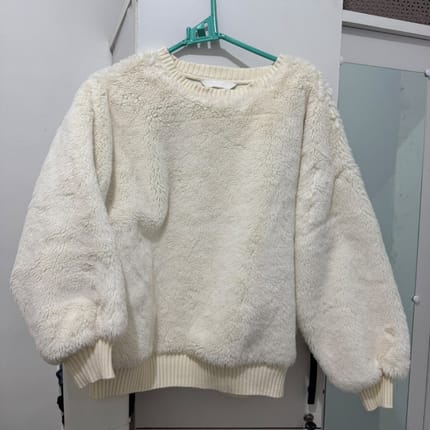 H&M Cream Fluffy Sweater Knitwear Ivory colour