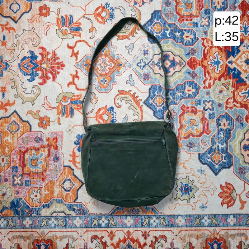 Slingbag green suede casual, foto 7