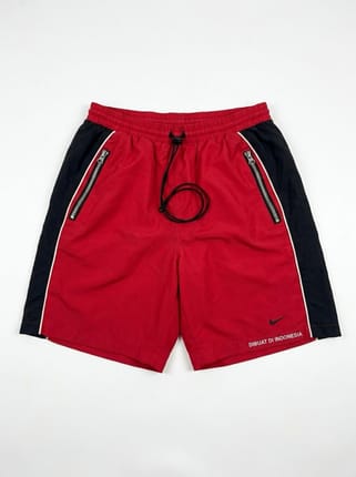 Celana Pendek Nike Sportswear Zipper Pocket Red Black