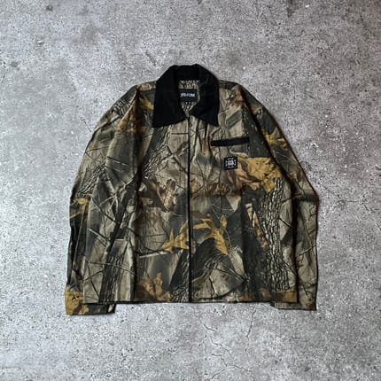 Work Jacket Size XL Motif Leaf Grey Unisex Pria Wanita