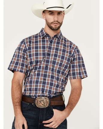 CODY JAMES MEN'S TEQUILA SUNRISE PLAID PRINT SHORT SLEEVE BU