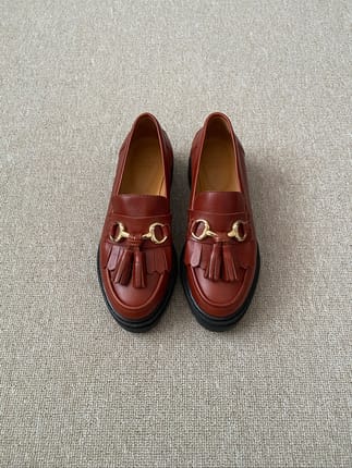 Sezane leather tassel accent loafer