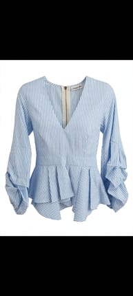 "Natasha Gan AU 10 - Blue Striped Peplum Top - Bell Ruffle S