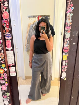 Asymmetrical grey pants