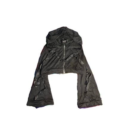 Modern Black Buckle cropped shrug zip hoodie