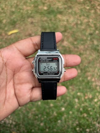 JAM TANGAN CASIO A159W DIGITAL STRAP LEATHER