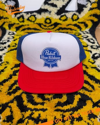 Topi minuman Pabst beer vintage 3 tone trucker hat