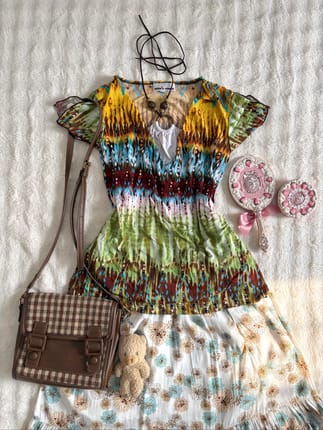 ୨୧ Vintage Peacock Fairy Top 𓂃 ࣪˖ ִֶָ𐀔