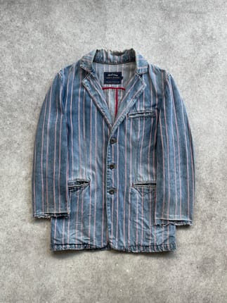 Distressed Smex denim striped blazer