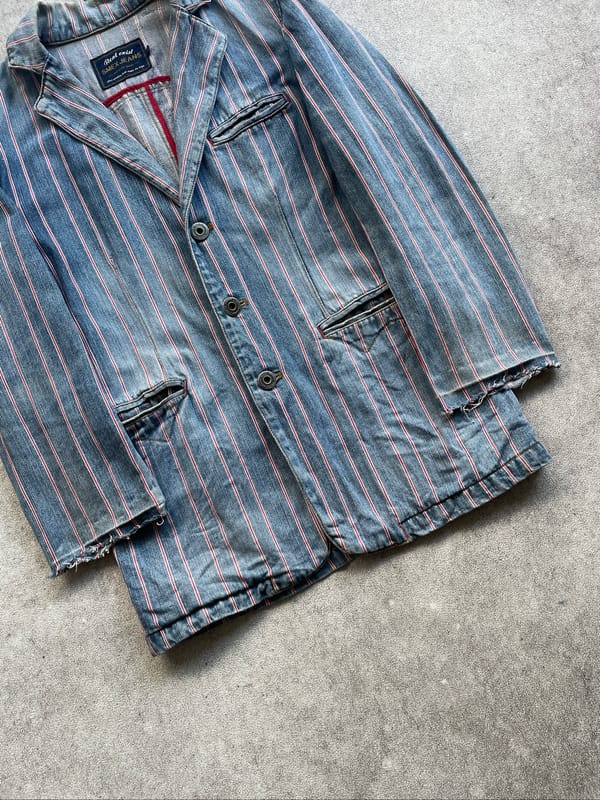 Distressed Smex denim striped blazer, foto 4
