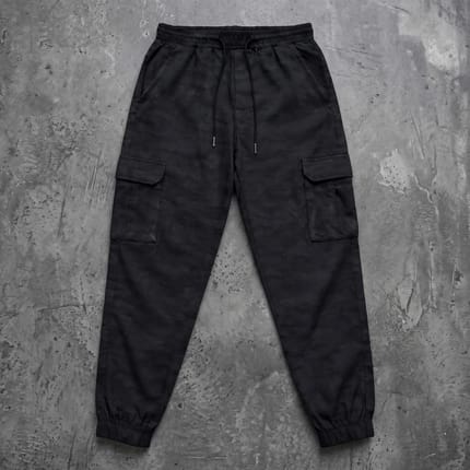 Celana Cargo Jogger Black Camo Nylon Spandex Stretch size L