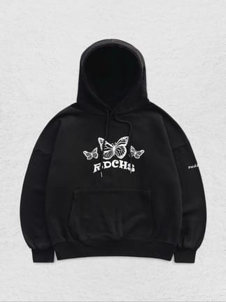 RUDDY CHEEKS 21 BUTTERFLY BLACK HOODIE