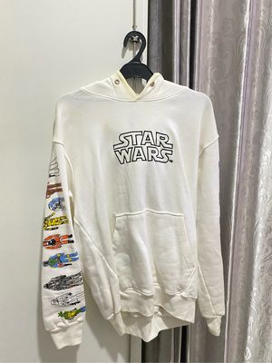 H&M Grunge Casual Hoody Pria white