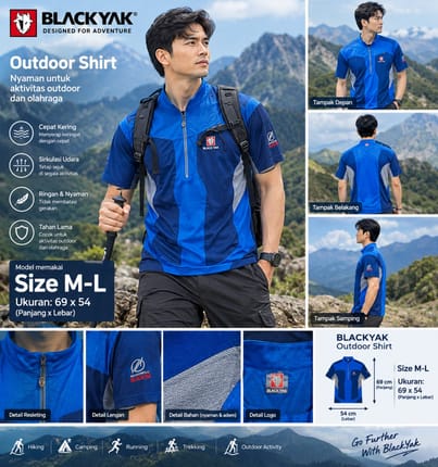 Kaos polo blackyak lengan pendek gunung outdoor hiking