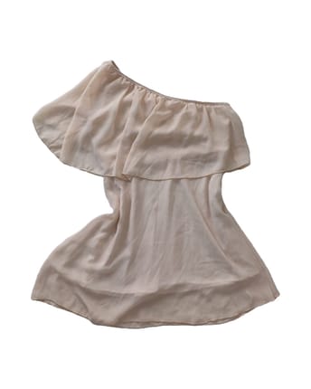 One Shoulder Cream Asymmetrical Tops