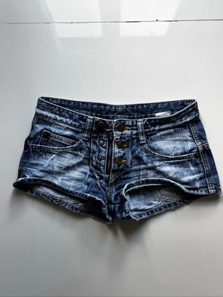 Blue Acid-Wash Denim Shorts .𖥔 ݁ ˖
