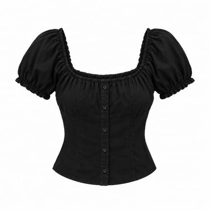 Blouse hitam puff Sleeve