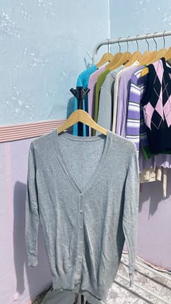 grey long cardi