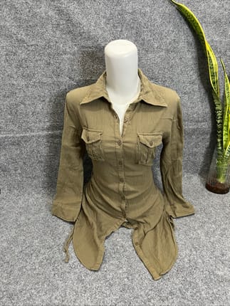 PL blouse lengan panjang- taupe army 1pc