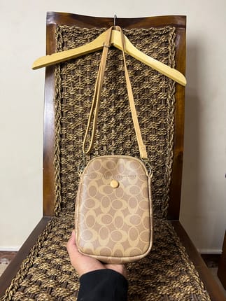Coach Signature Monogram Phone Crossbody Bag