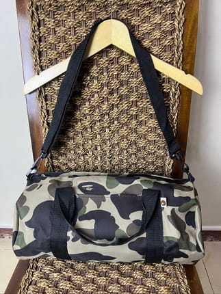 A Bathing Ape (BAPE) Green Camo Duffle Bag