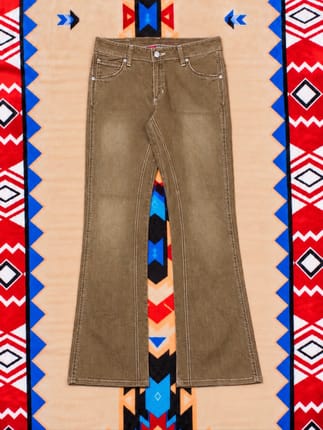 Vintage Wrangler Brown Western Bootcut Jeans Contrast Cream