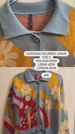 PRELOVED - Colorbox Cardigan Jamur Bunga Biru