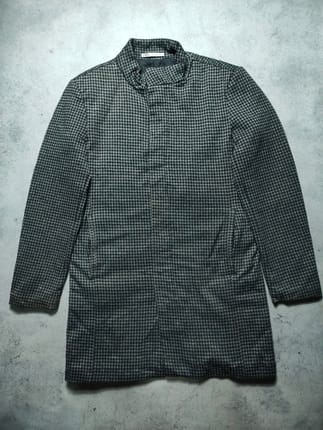 Zara Long Coat Chinese Collar Herringbone Quilted Jacket