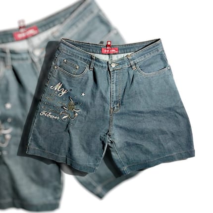 Grunge Fairy Emo Vkei Graphic Floral Embroidered Denim Jorts