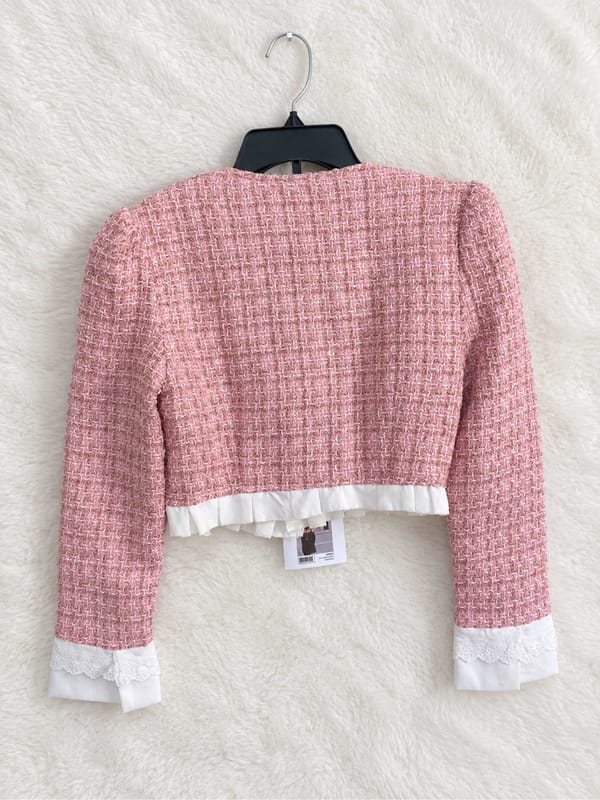 Tweed Blazer Crop Pink Renda, foto 2