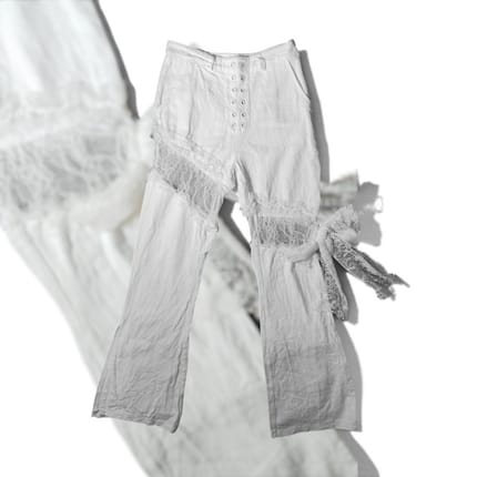 Y2k Vintage Fairycore Gothic White Lace Cut-Out Flare Pants