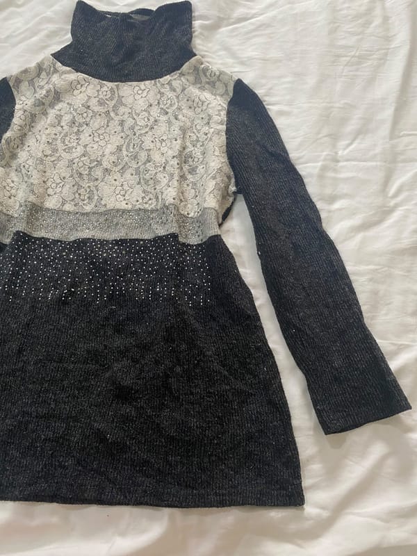 sweater lace rhinestone long neck, foto 3
