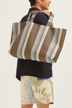 Our second nature large stripe woven beach bag