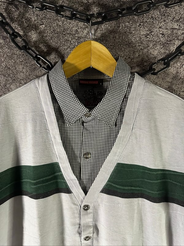 2000s Japanese Double Layer Shirt Minimalist Casual, foto 3